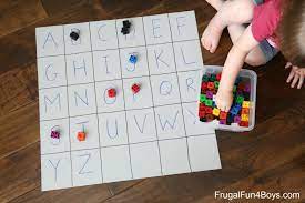 Here is another letter matching game, but this one has a fall theme ; Four Simple Alphabet Games That Preschoolers Will Love Frugal Fun For Boys And Girls