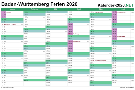 Kalender 2021 mit kalenderwochen und feiertagen in deutschland ▼. Ferien Baden Wurttemberg 2020 Ferienkalender Ubersicht