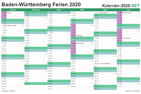 Alle ferienkalender kostenlos als pdf, mit feiertagen. Ferien Baden Wurttemberg 2020 Ferienkalender Ubersicht