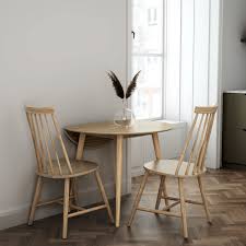 Creative living room round tea table combined with simple small household iron coffee table light luxury oak sofa side table. Round Oak Drop Leaf Dining Set With 2 Oak Spindle Dining Chairs Furniture123