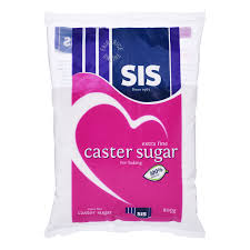 Caster sugar, also known as superfine sugar, is often called for in recipes where it's important for sugar granules to dissolve completely, like meringues or syrups, though it's also often used in cookies and pastries. Sis Caster Sugar Extra Fine Ntuc Fairprice