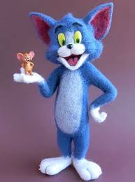 Needle Felted Animals Tom And Jerry Wool Art Sculpture Felted Wool Figurinefelt Wool Toy Felt Doll Felt Animals Needle Felted Animals Felt Dolls