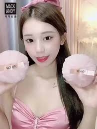 Mack Andy Pink Peach Highlight Ball Loose Powder Glitter Body Face  Highlighter Puff Plush Hair Setting Ball Korea Makeup Puff