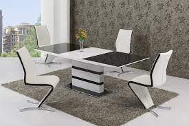 Ebern designs fatih 3 piece dining set table top color: Modern Glass Dining Table With 4 Faux Leather High Back Chairs Ansley Hosho Eu 5 Piece Dining Room Set White Black Checker Dining Table Black Dining Chairs For Living Room Kitchen Restaurant Furniture Dining Room