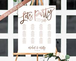 Rose Gold Seating Chart Template Wedding Seating Chart
