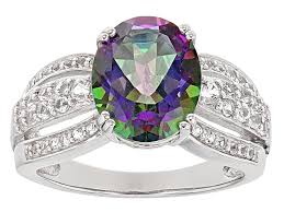 Pre Owned Multicolor Mystic Topaz Silver Ring 4 50ctw Prh1313 Mystic Topaz Gemstones Silver Rings