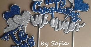 Topper Feliz Cumpleanos Mi Amor Azul Y Plateado Una Combinacion Con Elegancia Topper Toppercake Personalizados Cositassn Crafts Topper Enamel Pins