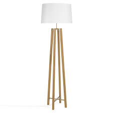 Dreifuss Stehlampe Aus Eichenholz Mit Weissem Lampenschirm H160