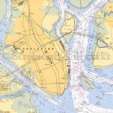 South Carolina Charleston Nautical Chart Decor