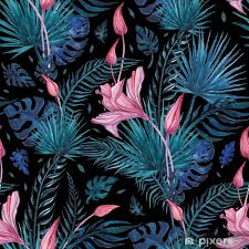 3l x 3w, 6 stickers per sheet small: Tropical Flower Pattern Wallpaper