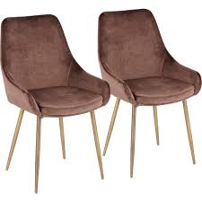 Lumisource Ch Diana Sb Bn2 Diana Dining Chair Satin Brass Metal Brown Velvet Set Of 2 Upholstered Arm Chair Dining Chair Upholstery Velvet Chair