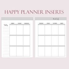 Happy Planner Inserts Printable Weekly Insert Weekly Planner 2020 Weekly Refills Weekly Planner Mambi Happy Planner Undated Instant Download Happy Planner Happy Planner Printables Planner Inserts