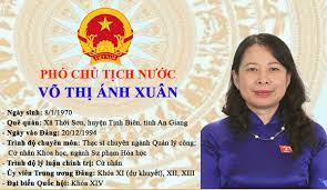 Phó chủ tịch nước cảm ơn chính phủ hoa kỳ đã tài trợ cho các dự án tăng cường cơ hội tham gia của phụ nữ cũng như các chương trình hỗ trợ các phó chủ tịch nước cũng khẳng định việt nam sẽ luôn quan tâm và tạo điều kiện thuận lợi để công dân, doanh nghiệp, các tổ chức của hoa kỳ đến du. Infographic Tiá»ƒu Sá»­ Pho Chá»§ Tá»‹ch NÆ°á»›c Vo Thá»‹ Anh Xuan Ä'áº£ng Cá»™ng Sáº£n Viá»‡t Nam Ä'áº¡i Há»™i Xiii