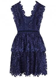 Clover Indigo Guipure Lace Mini Dress Blue Dress Short Short Lace Dress Indigo Dress