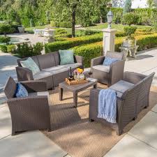 Noble House 5 Piece Wicker Patio Conversation Set With Mixed Beige Cushions 23435 The Home Depot In 2020 Outdoor Cushions Patio Furniture Discount Outdoor Furniture Patio Furnishings