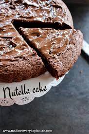 Quick Easy 3 Ingredient Nutella Cake Madhu S Everyday Indian Recipe Nutella Recipes Cake Desserts Nutella Chocolate Cake
