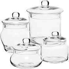 5 out of 5 stars. Ats Set Of 4 Small Decorative Clear Glass Apothecary Jars Wedding Centerpiece Storage Canisters With Lids Wayfair