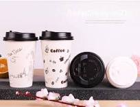Disposable Milk Tea Coffee Paper Cup, Hot Drink Cups with Cover Office Paper Cup
