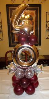 Gold 40th Birthday Decorations For Her Elegant Balloon Centerpiece In Gold Burgundy And Silver Great Decoration For A 40th Birthda 40th Birthday Balloons Balloon Centerpieces Birthday Centerpieces