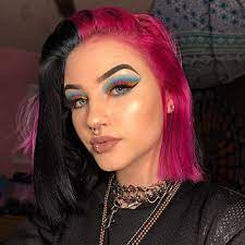 Have you ever considered half blonde, half black hair? Buy Half Black Half Pink Bob Synthetic Hair None Lace Wigs 12 Inch Straight Hair Wig For Black Women With Baby Hair Bleached Knots 150 Density Cosplay 12 Inch None Lace Wig Black