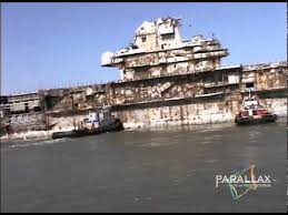 uss oriskany breaking away from tug
