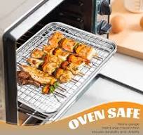 Amazon.com: Small Baking Cooling Rack Set of 2, E-far Stainless Steel  Toaster Oven Rack for Cooking Roasting Grilling Meat, 8.6” x 6.2” Metal  Bakeable ...