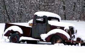Old Truck In Snow Old Trucks Old Pickup Trucks Old Pickup