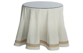 Eden Round Skirted Table Cream Tan In 2020 Table Skirt Skirts Waterfall Skirt