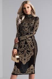Akira High Neck Long Sleeve Semi Sheer Bodycon Studded Rhinestone Mesh Midi Dress In Black Dresses Fashion Outfits Long Sleeve Dress