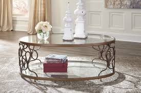 Vintage coffee, console, sofa & end tables : Ashley Furniture Fraloni Bronze Finish Oval Metal Coffee Table With Glass Top Walmart Com Walmart Com