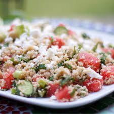 Boil water, measure it to 1/2 cup mark and add one more little splash. Minted Couscous Salad With Watermelon Baby Cucumber Elle Republic