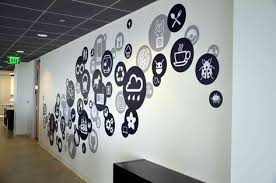 You can also cover a wall with dominoes or old book pages yourself, it's a unique and cheap idea to realize. 47 Office Installation Ideas Office Wall Design Office Walls Office Interior Design