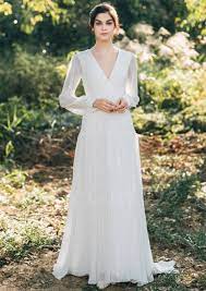 Sie werden in der lage sein, ein hochzeitskleid schlicht zu finden, das in einer reihe von typen, farben, mustern und so weiter erhältlich ist. Strand A Linie V Ausschnitt Brautkleid Standesamt Chiffon Schlicht Mit Armel