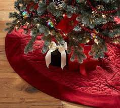Scroll Quilted Velvet Tree Skirt Potterybarn Pottery Barn Christmas Decor Christmas Decorations Tree Skirts