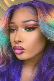 Megan thee stallion natural hair. Megan Thee Stallion And Her Rainbow Wig Would Like To Wish You A Happy Pride Month Rainbow Wig Hair Hacks Rainbow Hair