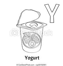 Letter y coloring page to color, print or download. Vector Alphabet Letter Y Coloring Page Yogurt Vector Alphabet Letter Y For Children Education With With Raspberry Yogurt Canstock