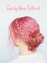 Leave a couple of tendrils loose over the ears and then pin those back into the buns to complete the look. Quick And Easy Updo For Curly Hair Hair Romance