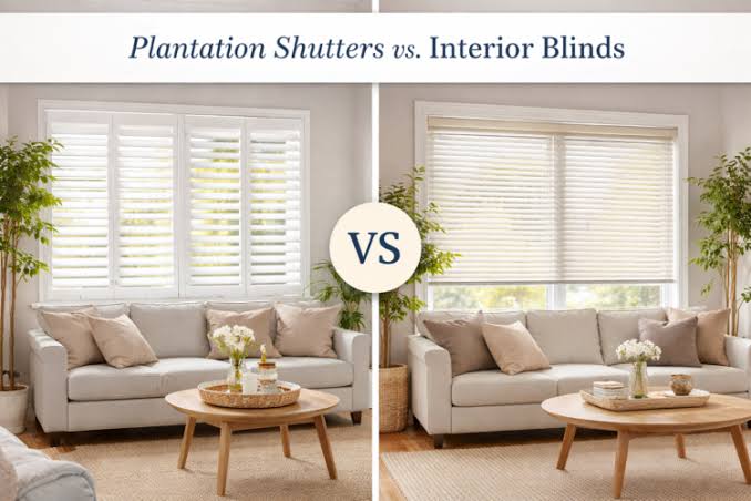 Plantation Shutters vs. Interior Blinds, AI generated
