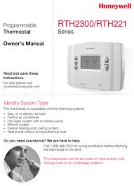 If you experience any problems, reach out to honeywell customer service or contact an hvac. Honeywell Rth2300 Owner S Manual Pdf Download Manualslib