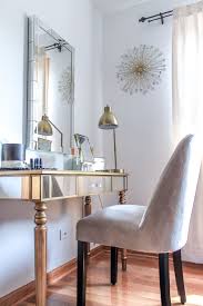 Shop wayfair for all the best desks, including home office desks. Gold Themed Vanity Makeup Area Vanity Table Mirrored With Pale Pink Velvet Chair West Elm Mirror Wayfair Vanity Pink Velvet Chair Home Decor Velvet Chair