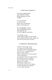 Check spelling or type a new query. Ende Der Schmach End Of Infamy By Ernst Jandl Poetry Magazine