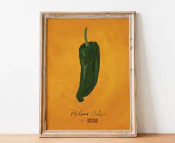 This pepper spoon rest will help keep drippy spoons and utensils from messing up your counter tops or stoves, it's also a great way to add a little festive spice to your kitchen decor too! Mexican Decor Poblano Chili Pepper Kitchen Art Print Giclee Etsy