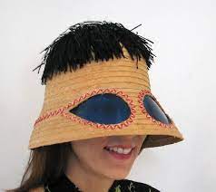 1960s Straw Beach Hat With Sunglasses In Brim Etsy Straw Hat Beach Beach Hat Hats Vintage