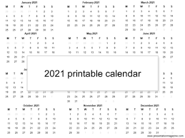 • the monthly calendar 2021 with 12 months on 12 pages (one month per page, us letter paper format), available in ms word doc, docx, pdf and jpg file formats. Free 2021 Printable Calendar Template