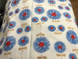 60's Fabric Blue and Red Daisies Groovy Baby Daisy Power Fun Fabric Flower  Power
