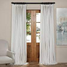 Exclusive Fabrics And Furnishings Signature Off White Doublewide Blackout Velvet Curtain 100 In W X 84 I Off White Curtains White Curtains Half Price Drapes