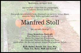 Traueranzeigen von Manfred Stoll