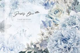 This dusty blue floral watercolor clipart set is perfect for stationery designs, logo, branding, planner stickers, scrapbooking, sublimation prints, and more! Dusty Blue Watercolor Flower Clipart Creative Market