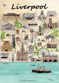 A mersey ferry leaving pier head landing stage, in satellite view is showing liverpool, the port city in north west england. Liverpool Map Illustrated Print Liverpool Gift Etsy Liverpool Map Liverpool England Liverpool