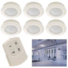 6 Remote Control Wall Ceiling Wireless Round Led Lights Kitchen Bathroom Cabinet Ebay